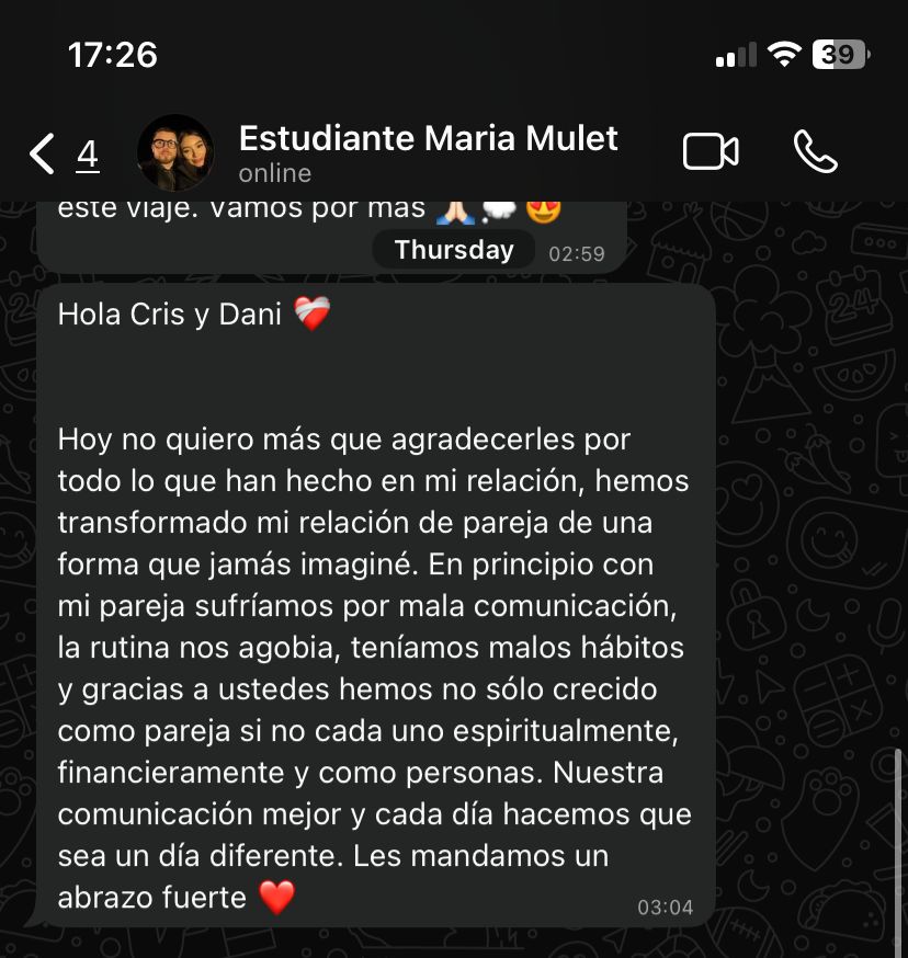Testimonio — Transformación en pareja